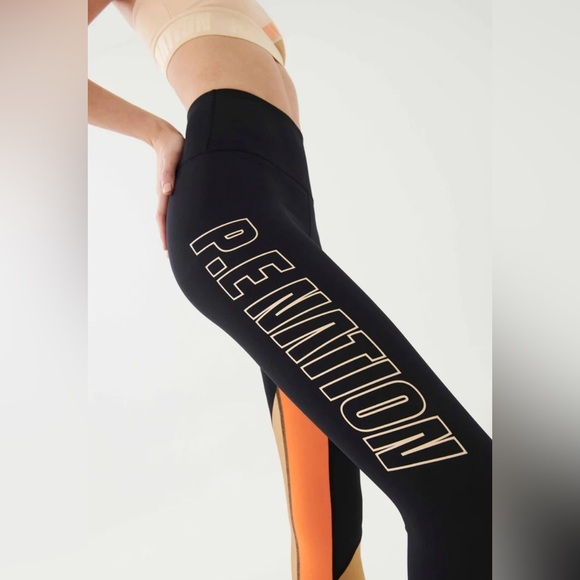 P.E Nation COMEBACK LEGGING IN BLACK ORANGE GOLD COLOR BLOCK XS